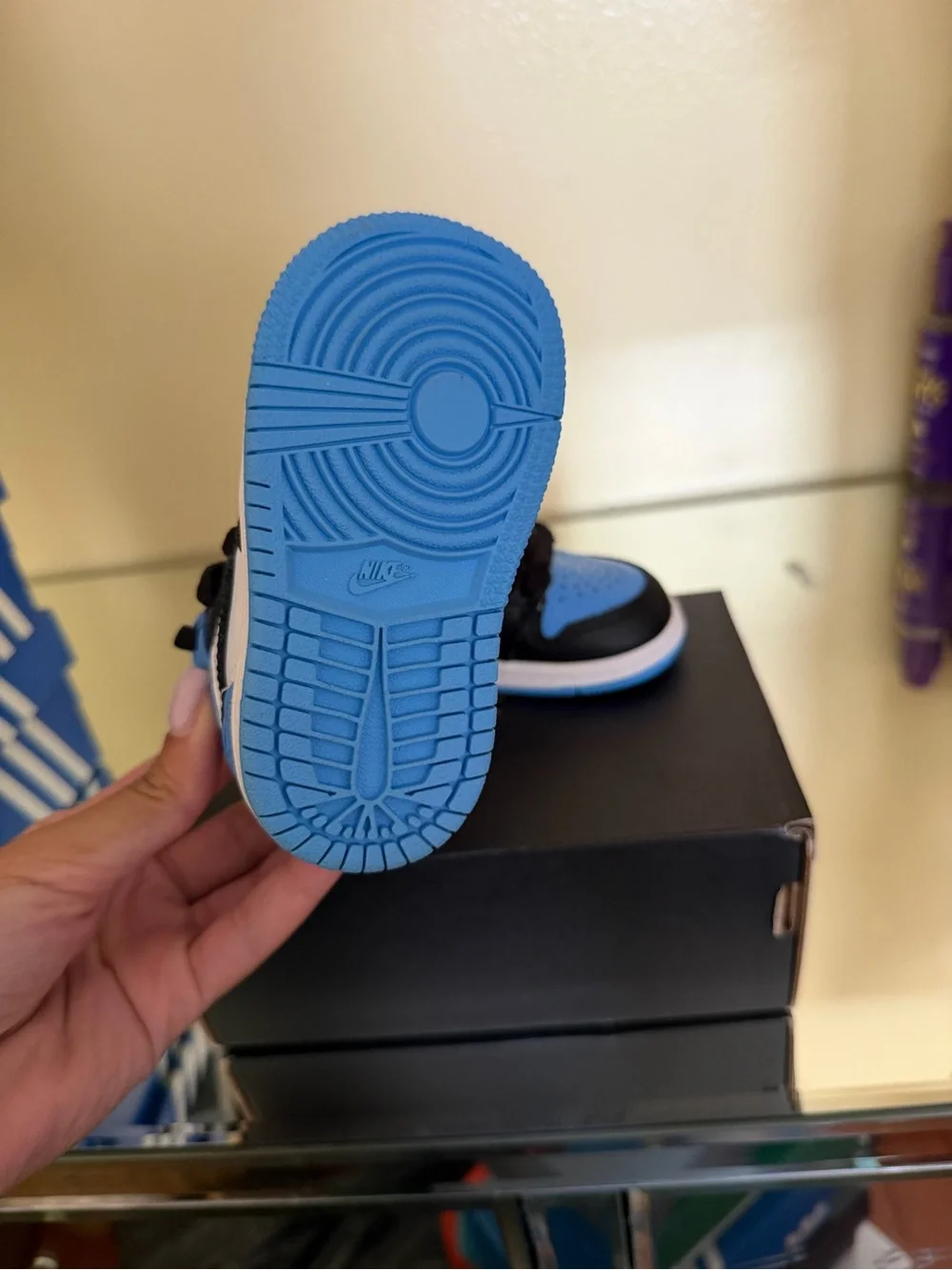 Nike Kids High-Top Sneakers in Black, White & Blue